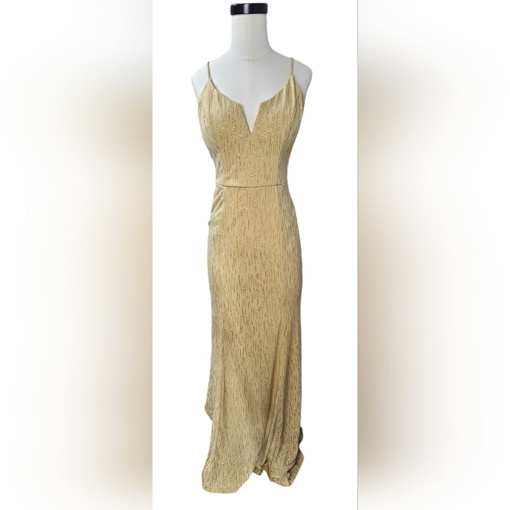 City Triangles Formal Long Gold Dress